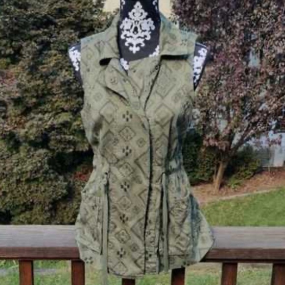 Jolt Jackets & Blazers - Jolt Olive Green Textured Vest